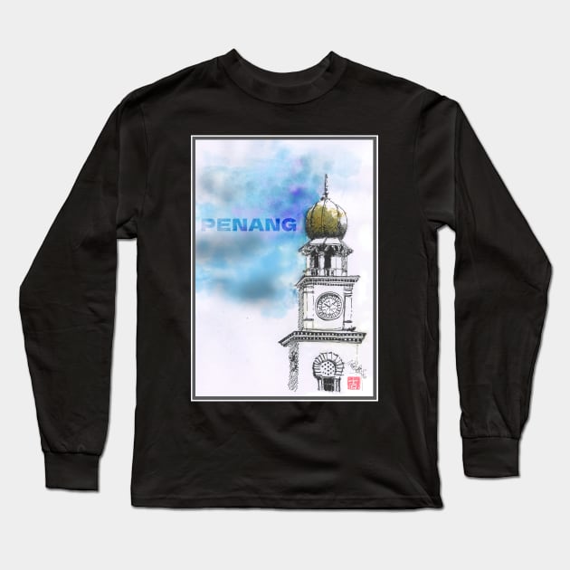 Queen Victoria Clock Tower, Penang, Malaysia Long Sleeve T-Shirt by PreeTee 